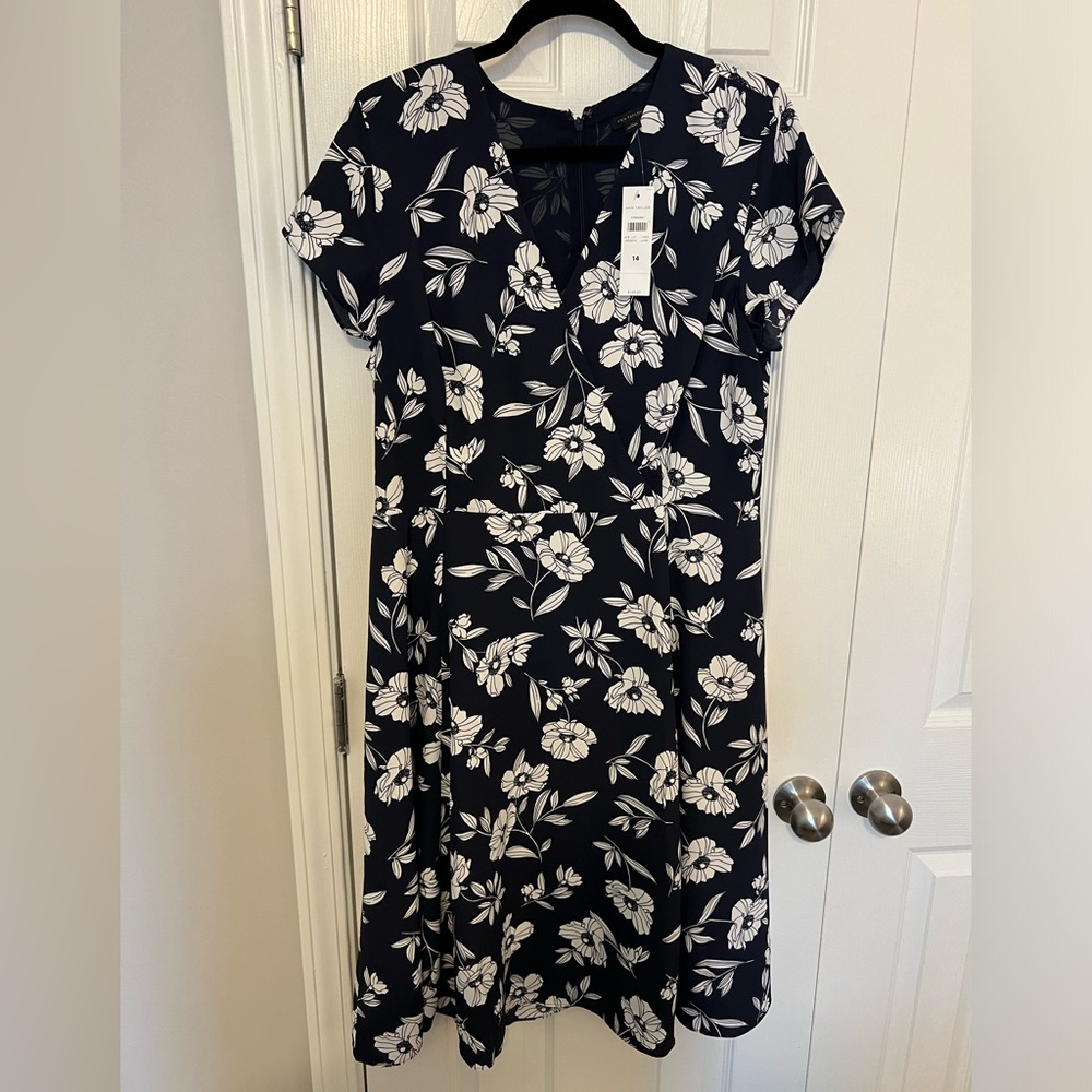 NWT - Ann Taylor Navy Floral Dress
